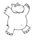 hippopotame debout lève bras