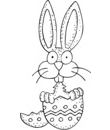 Coloriage Pâques : un lapin sort de son oeuf