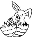 Coloriage Pâques : un lapin sort de son oeuf