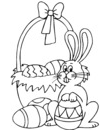 Coloriage Pâques : un lapin et son panier d'oeufs