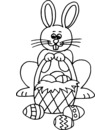Coloriage Pâques : un lapin et son panier