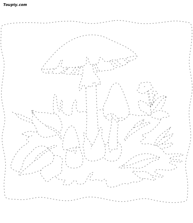 dessin champignon pointillé