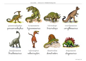 imagier animaux préhistoriques en anglais