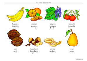 imagier fruit en anglais