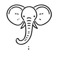 Coloriage Illustration minimaliste de tête d'éléphant | Toupty.com