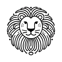 Coloriage Dessin minimaliste de tête de lion | Toupty.com