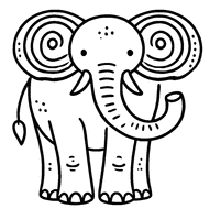 Coloriage d'un éléphant minimaliste | Toupty.com