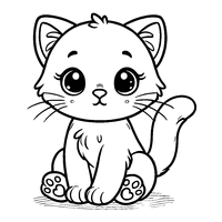 Coloriage d'un chaton assis | Toupty.com