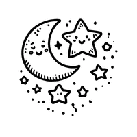 Coloriage Dessin d'une étoile et de la lune | Toupty.com