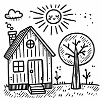 Coloriage Dessin simple d'une maison avec une porte et une fenêtre | Toupty.com