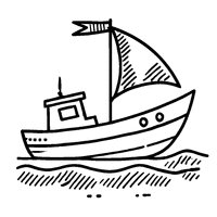 Coloriage Dessin d'un bateau minimaliste | Toupty.com