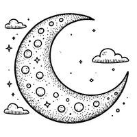 Coloriage Illustration simple d'une lune | Toupty.com