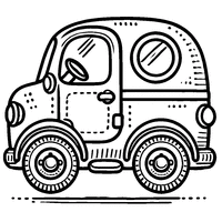 Coloriage Dessin simple d'une voiture avec des fenêtres, une porte et deux roues larges | Toupty.com