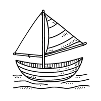 Coloriage Dessin d'un bateau avec une voile triangulaire et une coque simple | Toupty.com