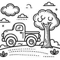 Coloriage d'une voiture avec deux grandes roues | Toupty.com