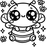 Coloriage Abeille Kawaii avec Un Grand Sourire et Des Joues Roses | Toupty.com