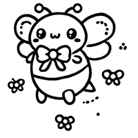 Coloriage Abeille Kawaii avec Un Nœud Papillon et Des Antennes Rigolotes | Toupty.com