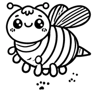 Coloriage Abeille Cartoon Souriante avec Des Rayures Colorées | Toupty.com