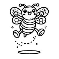 Coloriage Abeille joyeuse en plein volant | Toupty.com