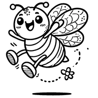 Coloriage Abeille style cartoon qui saute de joie | Toupty.com