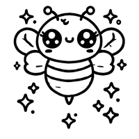 Coloriage Abeille Kawaii avec De Grands Yeux Brillants et Des Ailes Transparentes | Toupty.com