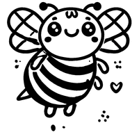 Coloriage Abeille Cartoon avec Un Grand Sourire et Des Rayures Simples | Toupty.com