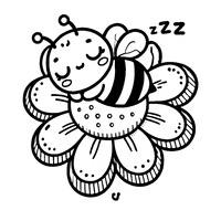 Coloriage Abeille Chibi Dormant Sur Une Fleur | Toupty.com