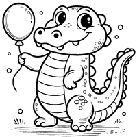 Coloriage Alligator Cartoon Avec Un Ballon | Toupty.com