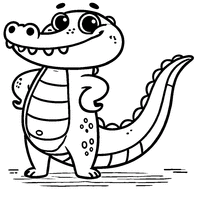 Coloriage Alligator Cartoon debout et fier et souriant | Toupty.com