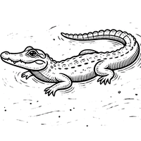 Coloriage Alligator Réaliste En Train de Nager Avec Des Ondulations d’Eau | Toupty.com