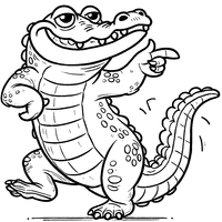 Coloriage Alligator Cartoon Rigolo en Train de Danser  | Toupty.com