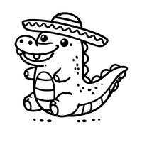 Coloriage Alligator Cartoon Souriant avec Un Grand Chapeau | Toupty.com