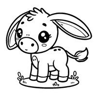 Coloriage Âne Chibi avec Des Oreilles Longues et Un Petit Corps Rond | Toupty.com