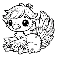 Coloriage Autruche Chibi Avec Des Plumes Douces et Un Petit Bec | Toupty.com