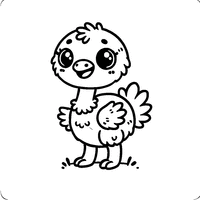 Coloriage Autruche Chibi Avec Un Grand Sourire et Un Petit Corps Rond | Toupty.com