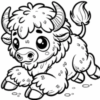 Coloriage bébé bison sautillant | Toupty.com