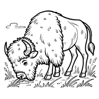 Coloriage bison qui broute de l'herbe | Toupty.com