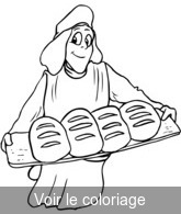 Coloriage Boulanger et pains qui sortent du four | Toupty.com