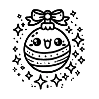 Coloriage Boule de Noël Kawaii avec des rayures | Toupty.com