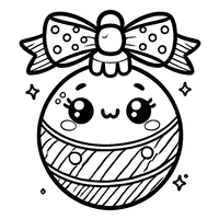 Coloriage Illustration chibi d'une boule de Noël avec des petites étoiles | Toupty.com