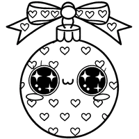 Coloriage Illustration kawaii d'une boule de Noël avec un visage joyeux | Toupty.com