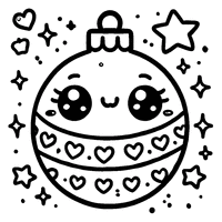 Coloriage Boule de Noël Kawaii | Toupty.com