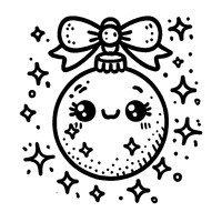 Coloriage Boule de Noël Kawaii avec des flocons | Toupty.com