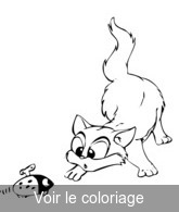 Coloriage chat jouet petite souris | Toupty.com