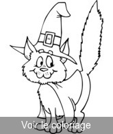Coloriage chat sorcière halloween | Toupty.com