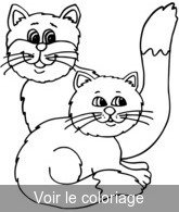 Coloriage couple de chats heureux | Toupty.com