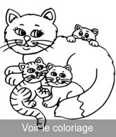 Coloriage chatte et ses chatons | Toupty.com