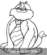 Coloriage gros chat cravate rayée | Toupty.com