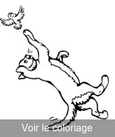 Coloriage chat chasse oiseau chat chasse oiseau | Toupty.com