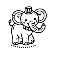 Coloriage Éléphant avec un chapeau de cirque | Toupty.com